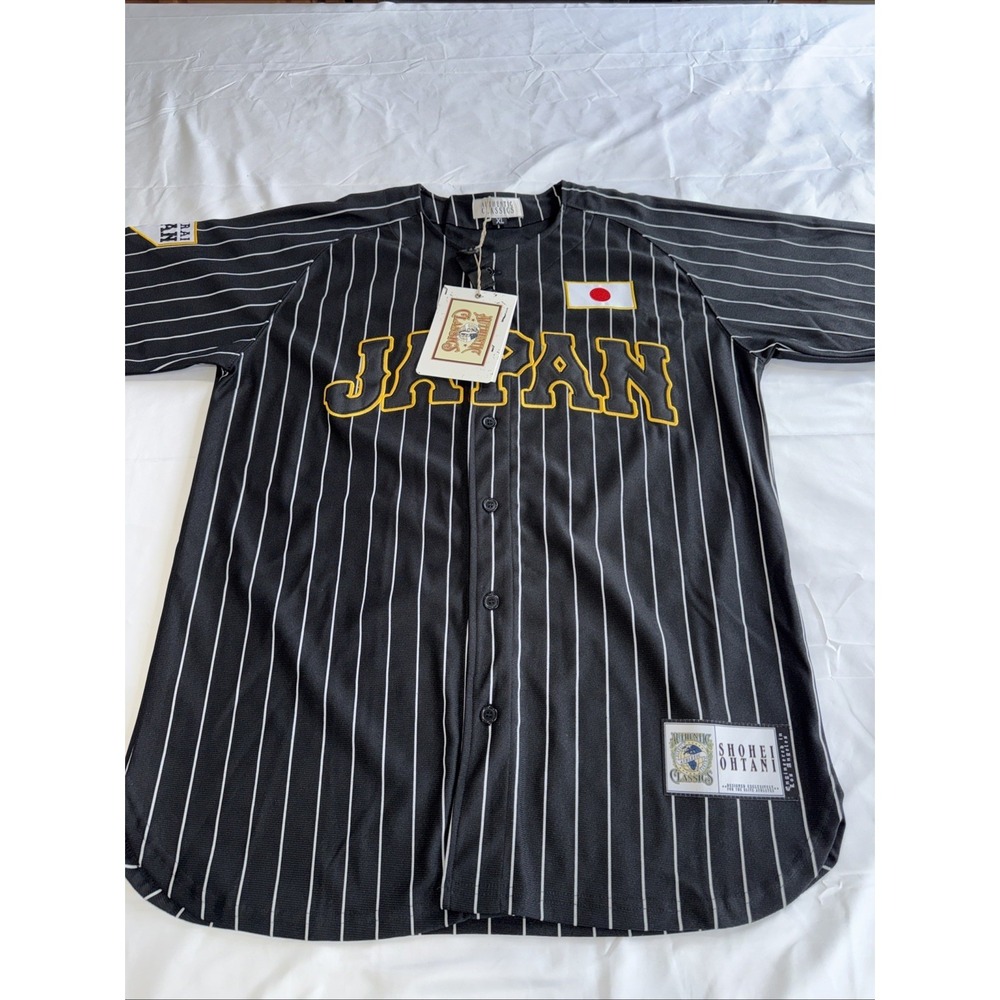 Men's Shohei Ohtani Japan Jersey Headgear Classics Black Pinstriped XL WBC